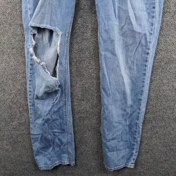 Levis Womens 535 Jeans Blue 12M Distressed Perfect Waist Straight Denim Original - Picture 4 of 11